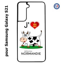 Coque pour Samsung Galaxy S21 J'aime la Normandie - vache normande