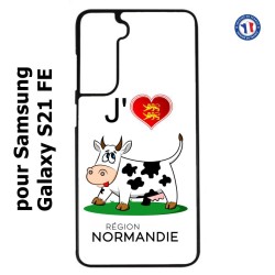 Coque pour Samsung S21 FE J'aime la Normandie - vache normande