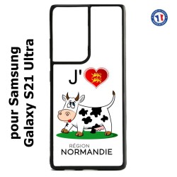 Coque pour Samsung Galaxy S21 Ultra J'aime la Normandie - vache normande