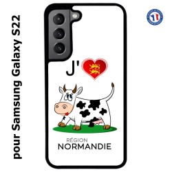 Coque pour Samsung Galaxy S22 J'aime la Normandie - vache normande