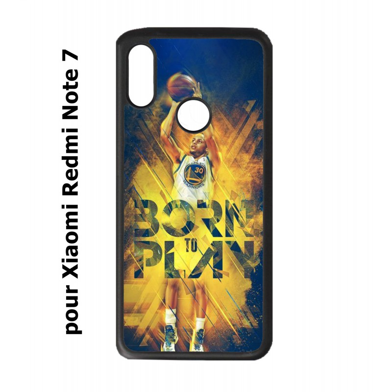 Coque noire pour Redmi Note 7 Stephen Curry NBA Golden State Born to Play