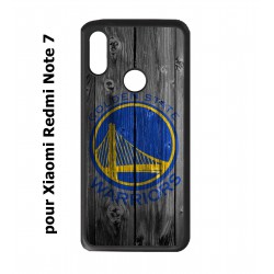 Coque noire pour Redmi Note 7 Stephen Curry emblème Golden State Warriors Basket fond bois