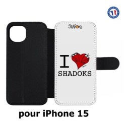 Etui cuir pour iPhone 15 - Les Shadoks - I love Shadoks