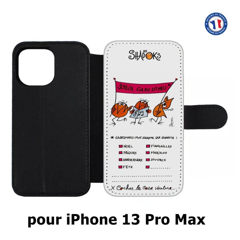 Etui cuir pour Iphone 13 PRO MAX Les Shadoks - Joyeux Ga Zo Bu Meu
