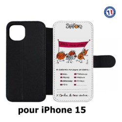 Etui cuir pour iPhone 15 - Les Shadoks - Joyeux Ga Zo Bu Meu