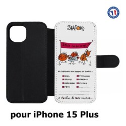 Etui cuir pour iPhone 15 Plus - Les Shadoks - Joyeux Ga Zo Bu Meu