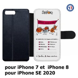 Etui cuir pour iPhone 7/8 et iPhone SE 2020 Les Shadoks - Joyeux Ga Zo Bu Meu
