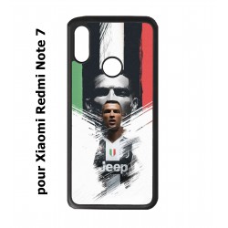 Coque noire pour Redmi Note 7 Ronaldo CR7 Juventus Foot