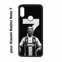 Coque noire pour Redmi Note 7 Ronaldo CR7 Juventus Foot numéro 7