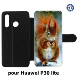 Etui cuir pour Huawei P30 Lite écureuil