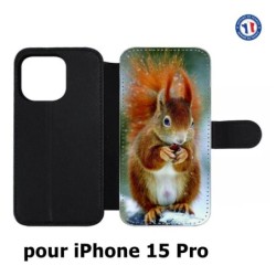 Etui cuir pour iPhone 15 Pro - écureuil