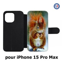 Etui cuir pour iPhone 15 Pro Max - écureuil