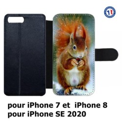 Etui cuir pour iPhone 7/8 et iPhone SE 2020 écureuil