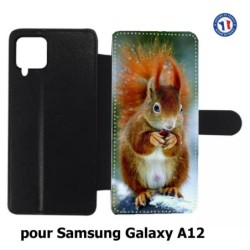 Etui cuir pour Samsung Galaxy A12 écureuil