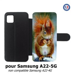 Etui cuir pour Samsung Galaxy A22 - 5G écureuil