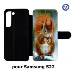 Etui cuir pour Samsung Galaxy S22 écureuil