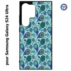Coque pour Samsung Galaxy S24 Ultra - Background cachemire motif bleu géométrique