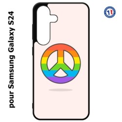 Coque pour Samsung Galaxy S24 - Peace and Love LGBT - couleur arc en ciel