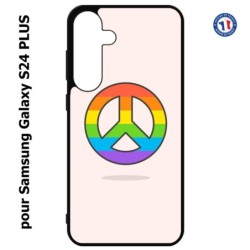 Coque pour Samsung Galaxy S24 PLUS - Peace and Love LGBT - couleur arc en ciel