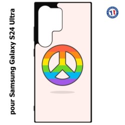 Coque pour Samsung Galaxy S24 Ultra - Peace and Love LGBT - couleur arc en ciel
