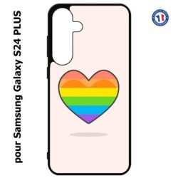 Coque pour Samsung Galaxy S24 PLUS - Rainbow hearth LGBT - couleur arc en ciel Coeur LGBT