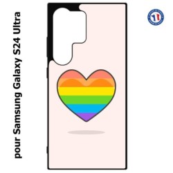 Coque pour Samsung Galaxy S24 Ultra - Rainbow hearth LGBT - couleur arc en ciel Coeur LGBT