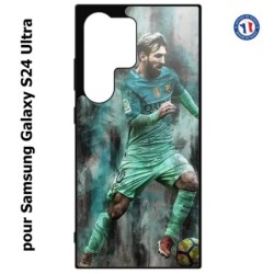 Coque pour Samsung Galaxy S24 Ultra - Lionel Messi FC Barcelone Foot vert-rouge-jaune
