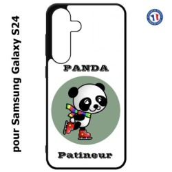Coque pour Samsung Galaxy S24 - Panda patineur patineuse - sport patinage