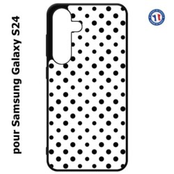 Coque pour Samsung Galaxy S24 - motif géométrique pattern noir et blanc - ronds noirs