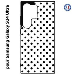 Coque pour Samsung Galaxy S24 Ultra - motif géométrique pattern noir et blanc - ronds noirs