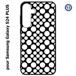 Coque pour Samsung Galaxy S24 PLUS - motif géométrique pattern N et B ronds blancs sur noir