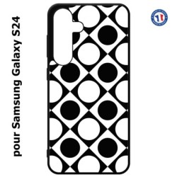 Coque pour Samsung Galaxy S24 - motif géométrique pattern noir et blanc - ronds et carrés