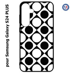 Coque pour Samsung Galaxy S24 PLUS - motif géométrique pattern noir et blanc - ronds et carrés