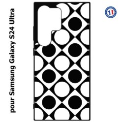 Coque pour Samsung Galaxy S24 Ultra - motif géométrique pattern noir et blanc - ronds et carrés