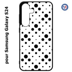 Coque pour Samsung Galaxy S24 - motif géométrique pattern noir et blanc - ronds noirs sur fond blanc