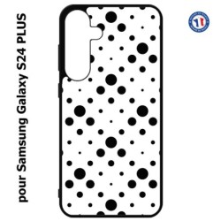 Coque pour Samsung Galaxy S24 PLUS - motif géométrique pattern noir et blanc - ronds noirs sur fond blanc