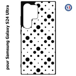 Coque pour Samsung Galaxy S24 Ultra - motif géométrique pattern noir et blanc - ronds noirs sur fond blanc