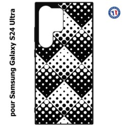 Coque pour Samsung Galaxy S24 Ultra - motif géométrique pattern noir et blanc - ronds carrés noirs blancs