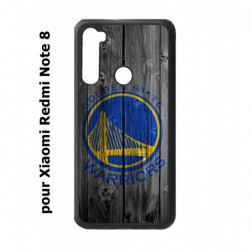 Coque noire pour Xiaomi Redmi Note 8 Stephen Curry emblème Golden State Warriors Basket fond bois