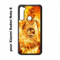Coque noire pour Xiaomi Redmi Note 8 Stephen Curry Golden State Warriors Basket - Curry en flamme