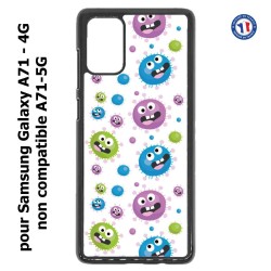 Coque pour Samsung Galaxy A71 - 4G fond virus bactéries coloré