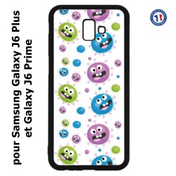 Coque pour Samsung Galaxy J6 Plus / J6 Prime fond virus bactéries coloré