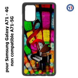Coque pour Samsung Galaxy A71 - 4G clé de sol piano - solfège - musique