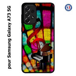 Coque pour Samsung Galaxy A73 5G clé de sol piano - solfège - musique