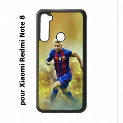 Coque noire pour Xiaomi Redmi Note 8 Lionel Messi FC Barcelone Foot fond jaune