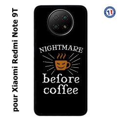 Coque pour Xiaomi Redmi Note 9T Nightmare before Coffee - coque café