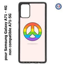 Coque pour Samsung Galaxy A71 - 4G Peace and Love LGBT - couleur arc en ciel
