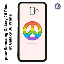 Coque pour Samsung Galaxy J6 Plus / J6 Prime Peace and Love LGBT - couleur arc en ciel