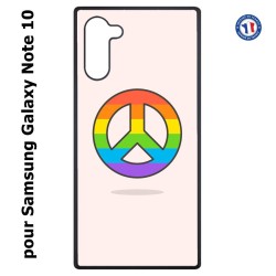 Coque pour Samsung Galaxy Note 10 Peace and Love LGBT - couleur arc en ciel