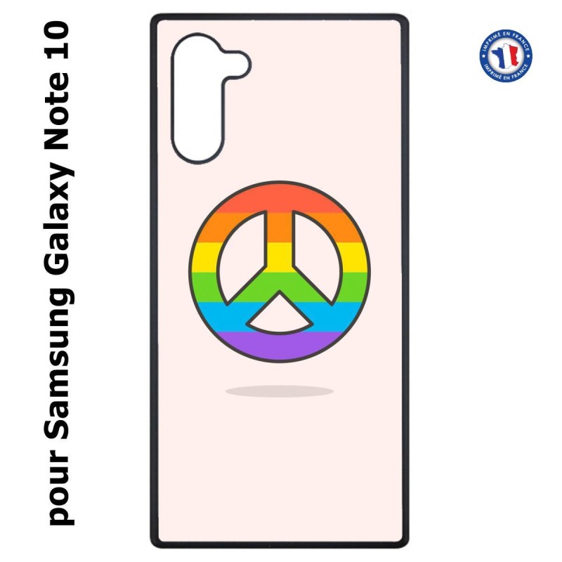 Coque pour Samsung Galaxy Note 10 Peace and Love LGBT - couleur arc en ciel